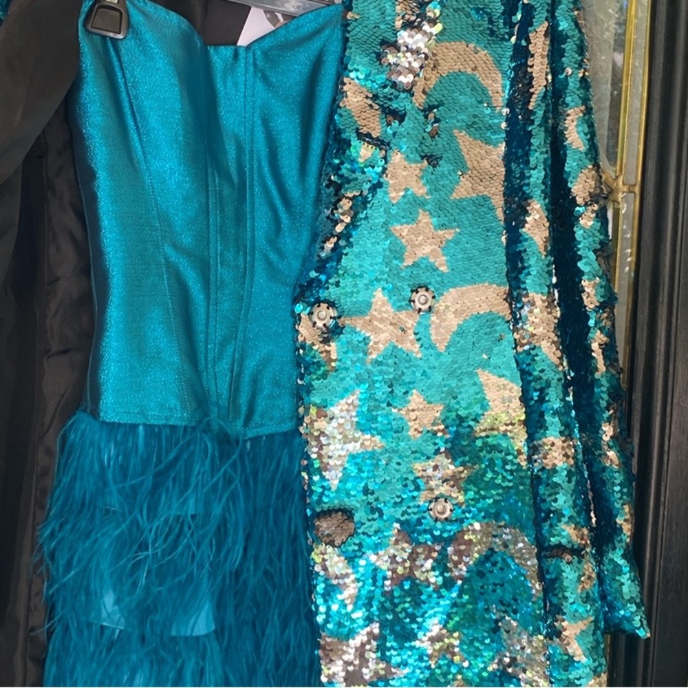 New Buddy Love Collection Vintage Teal Marabou Feather Metallic - Picture 3 of 5